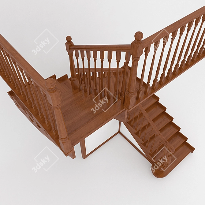 Prima-M Solid Ash Wood Staircase 3D model image 3