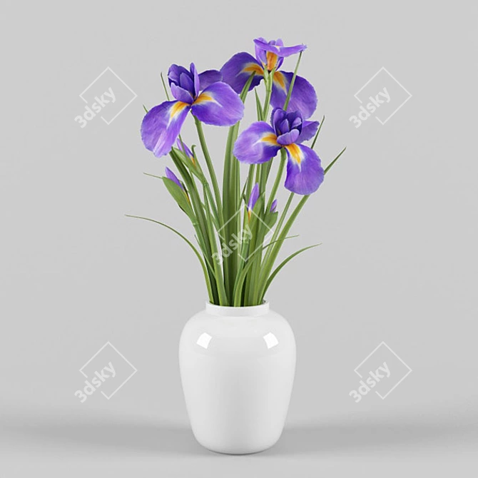 Elegant Iris Bouquet 3D model image 1