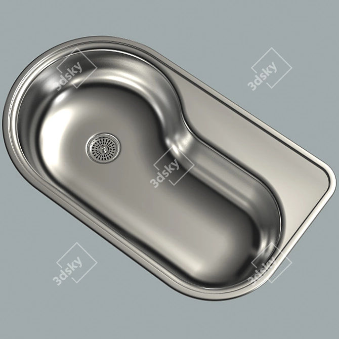 Sleek Stainless Steel Kitchen Sink 3D model image 2