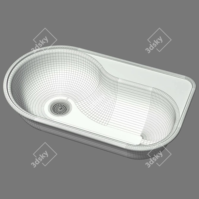 Sleek Stainless Steel Kitchen Sink 3D model image 3
