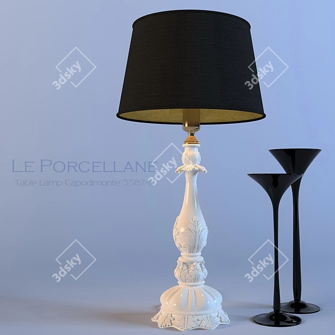 Elegant Capodimonte Table Lamp - 5587-B 3D model image 1