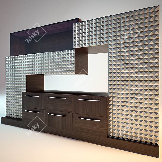 Modern Checker Display Cabinet 3D model image 2