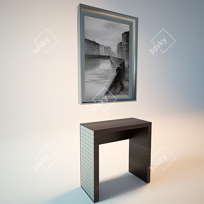 Chic Checker Console with Frame 3D model image 1