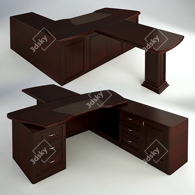 Elegant Executive Office Desk 3D model image 1