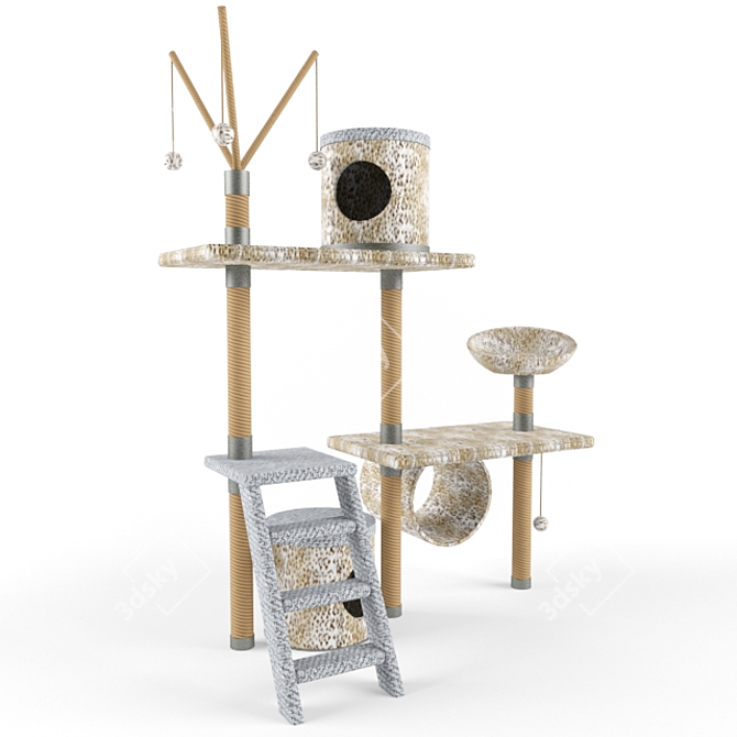 Cozy Kitty Home with Climbing Fun 3D model image 1