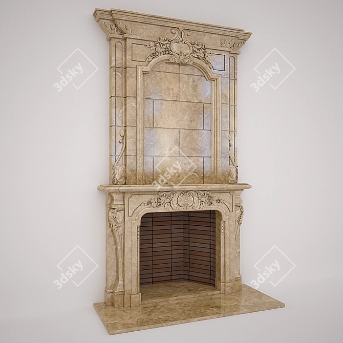 Classic Elegance Fireplace 3D model image 1