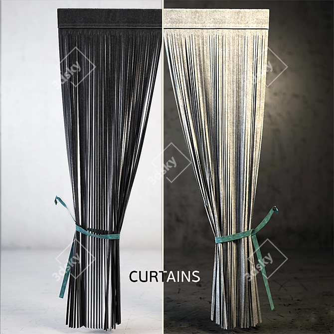 2-in-1 Curtain with Dual Fabrics 3D model image 1