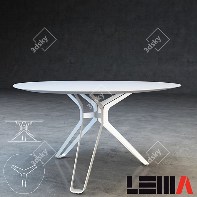 Elegant Wood Tripod Table 3D model image 1