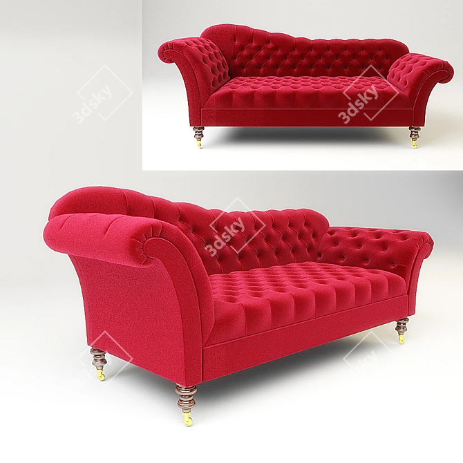 Classic Red Sofa 3D model image 1