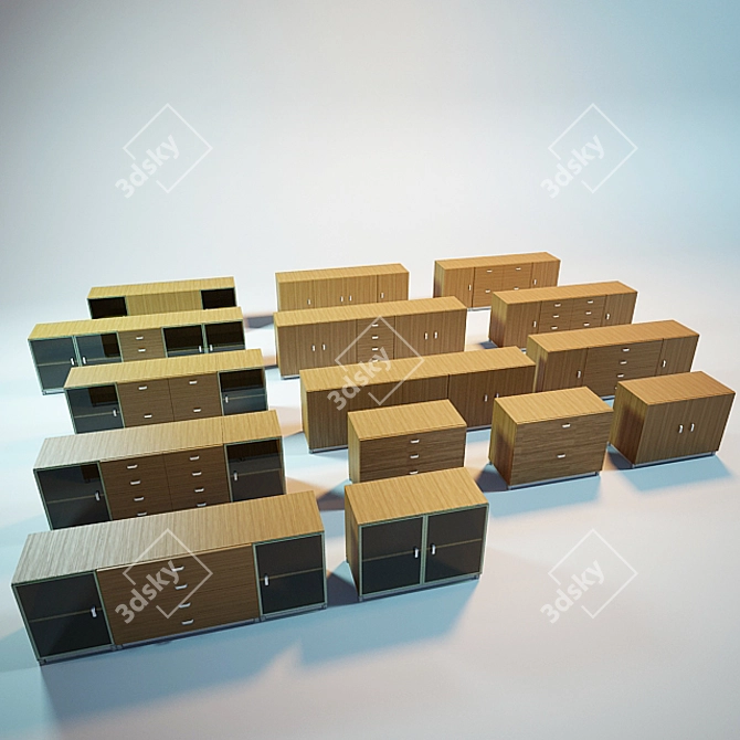 Modern Office Storage Cabinets 3D model image 2