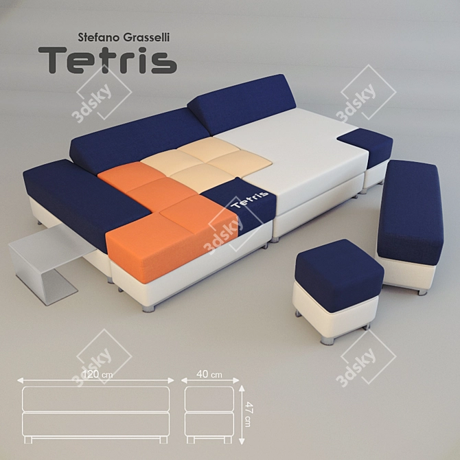 Modular Tetris Sofa: Designed by Stefano Grasselli 3D model image 1