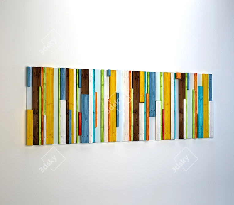 Multi-Colored Wooden Decor Panel 3D model image 1