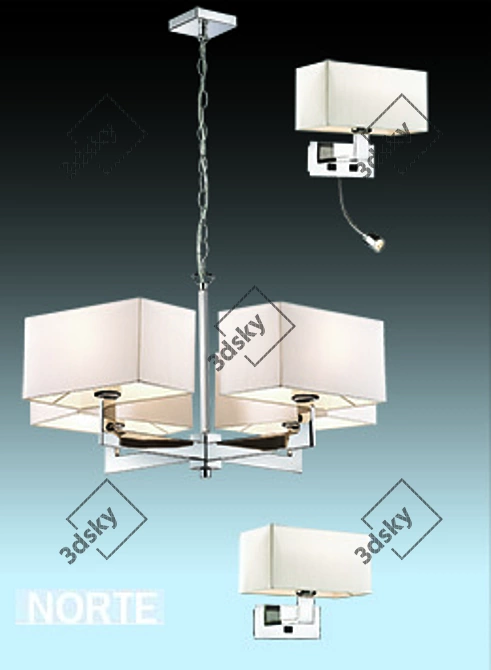 Norte Light Collection: Chandelier & Wall Sconces 3D model image 2