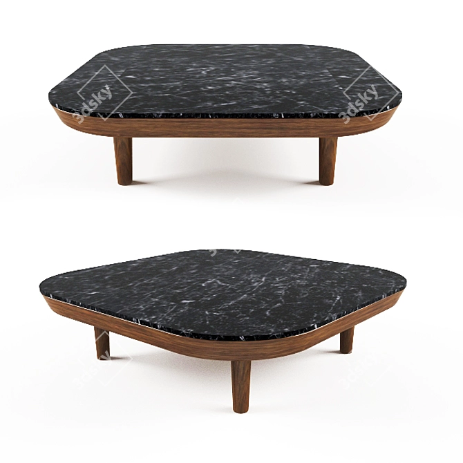 Elegant FLY Table: Smoked Oak & Marble 3D model image 1