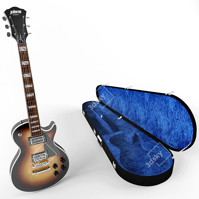 Jolana Diamant I 1983 + Case: Vintage Les Paul-style Electric Guitar 3D model image 2