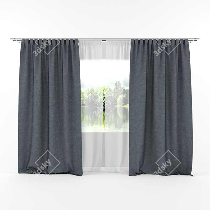 Contemporary Curtain: 3D-Rendered Elegance 3D model image 1