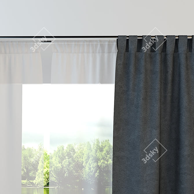 Contemporary Curtain: 3D-Rendered Elegance 3D model image 3