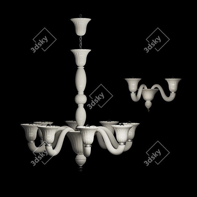 Title: Laguna Crystal Chandelier and Sconce Set 3D model image 1