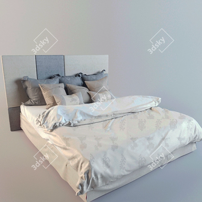 Cozy Dream: Classic Bed 3D model image 1