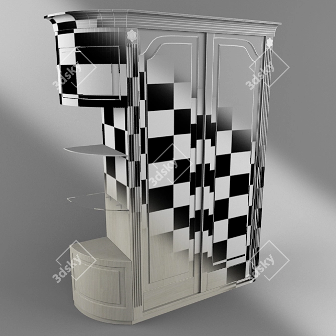 Whitewashed Oak Corner Cupboard 3D model image 2