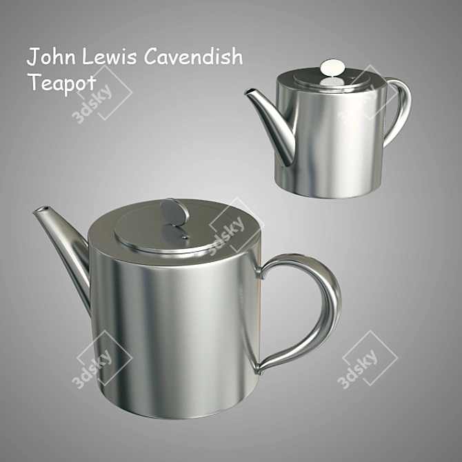 Art Deco Stainless Steel Teapot 3D model image 1