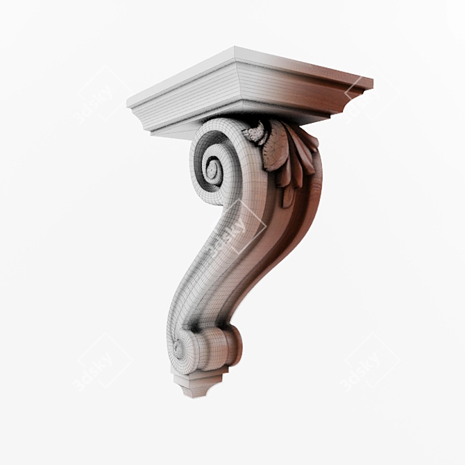 Title: Carved Patina Bracket 3D model image 3