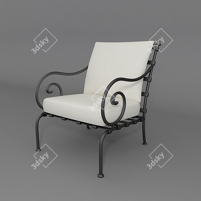 Elegant Wrought Iron Chair 3D model image 1