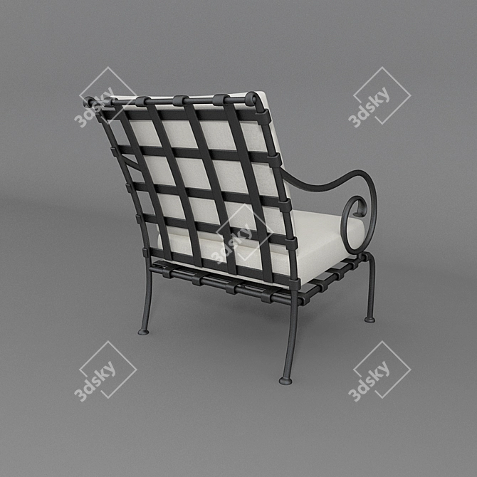 Elegant Wrought Iron Chair 3D model image 2