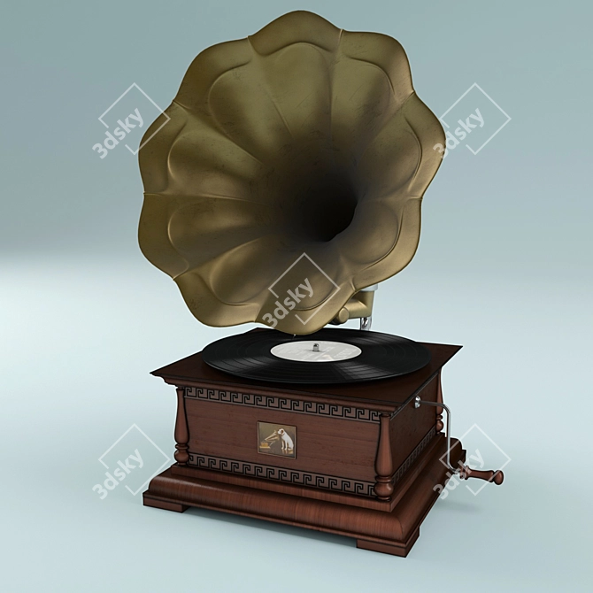 Vintage Gramophone Record Player 3D model image 1