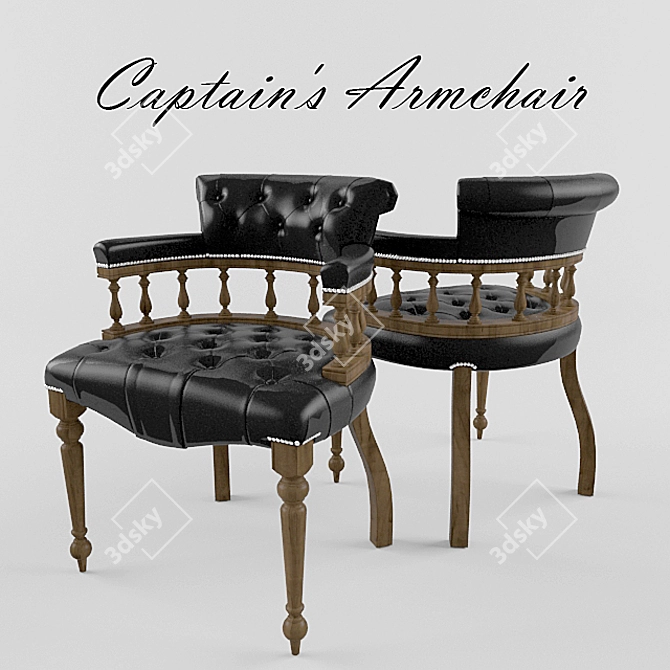 Elegant Captain's Armchair: 86x63.5x47 3D model image 1