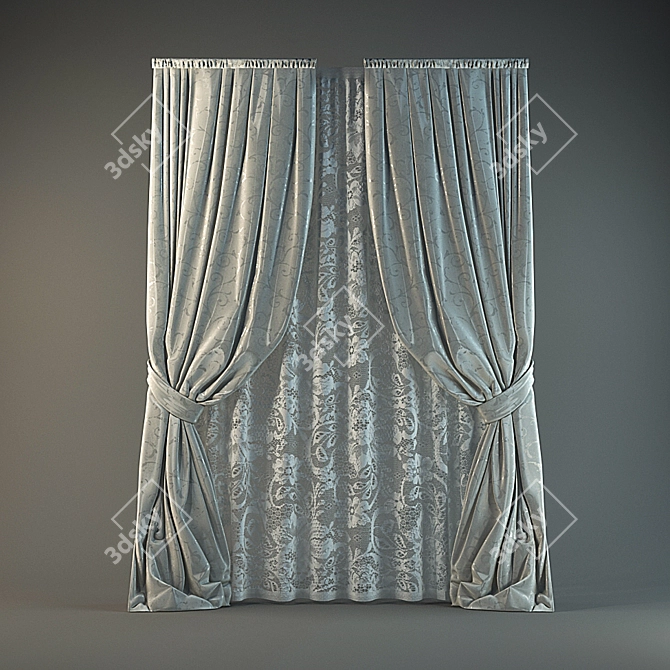 Title: Elegant Tie-Up Drapery 3D model image 1