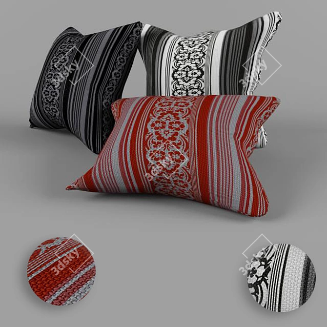 Triple Comfort Pillow Set 3D model image 1