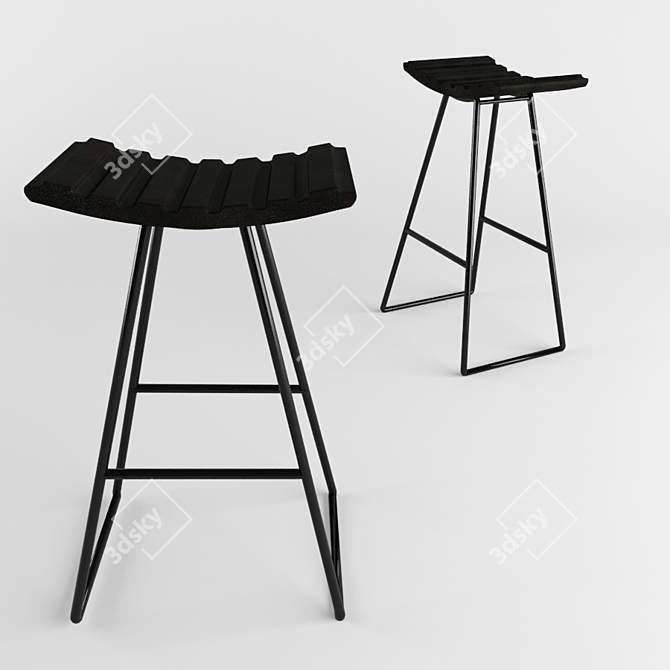 GUBI Bar Stool: Sleek Steel Frame 3D model image 1