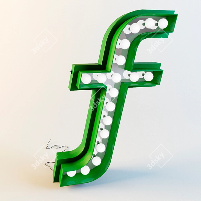 Delightfull F Letter Graphic Lamp 3D model image 1