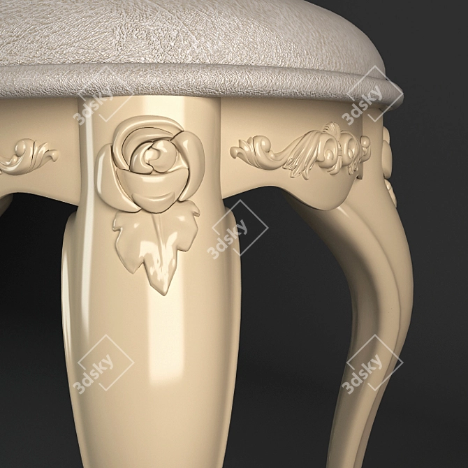 Classic Carved Ottoman 3D model image 2