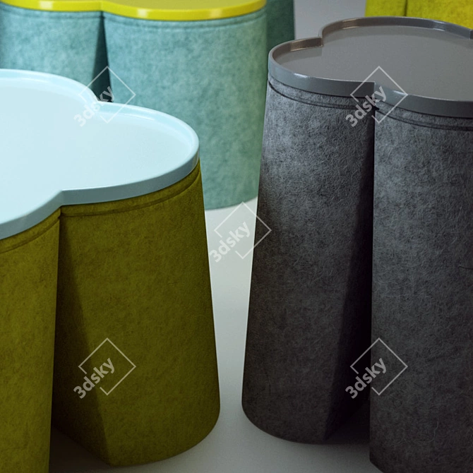 Versatile Trefle Set: Pouf, Stool & Table 3D model image 2