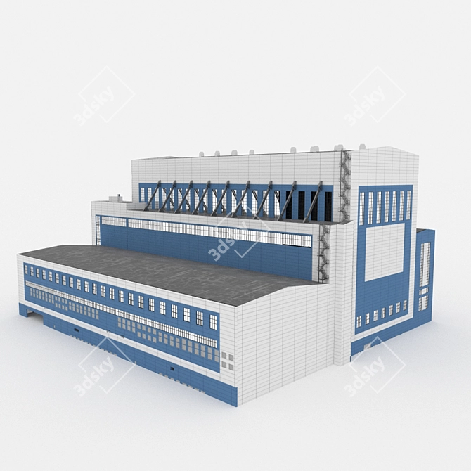 Industrial Factory Building 3D model image 2