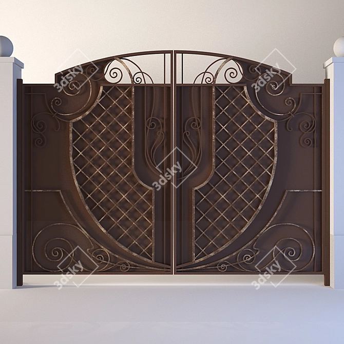 Handcrafted Hammered Gates 3D model image 1