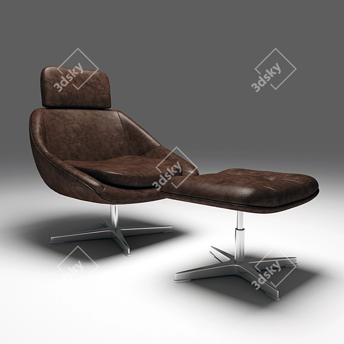 Elegant Chair with Ottoman 3D model image 1