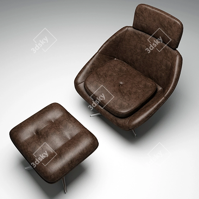 Elegant Chair with Ottoman 3D model image 3