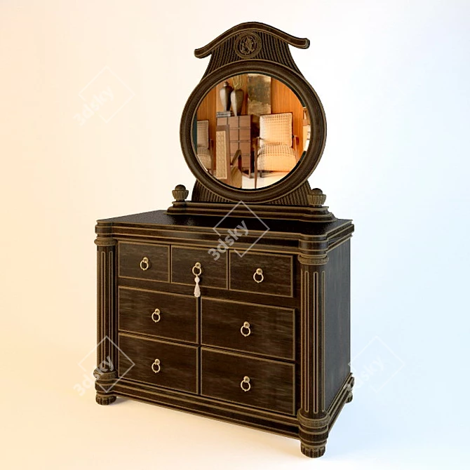 Elegant Oak Chest of Drawers 3D model image 1