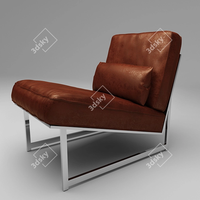 Luxury Leather Armchair with Lumbar Cushion 3D model image 1