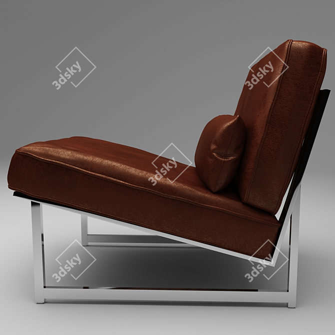 Luxury Leather Armchair with Lumbar Cushion 3D model image 3