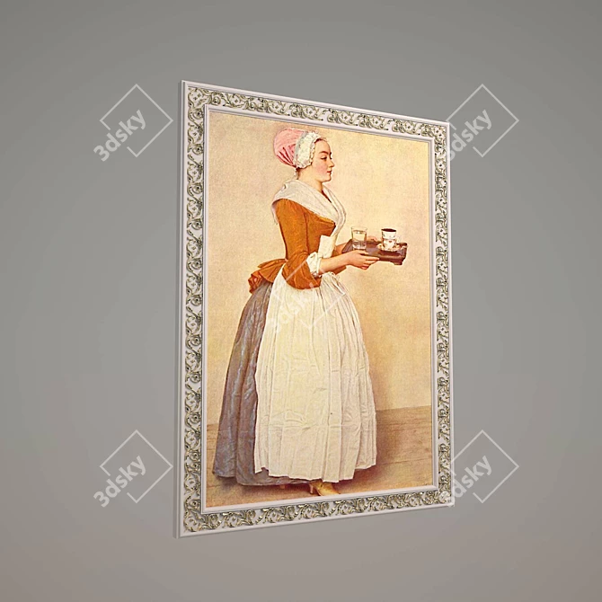 Decadent Chocolate Delight: Liotard Painting 3D model image 1