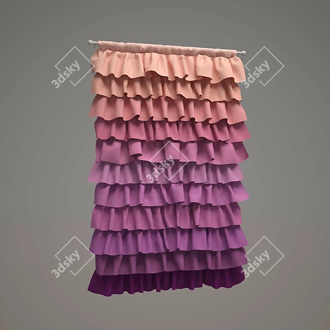 Frilly Tiered Curtain 3D model image 1