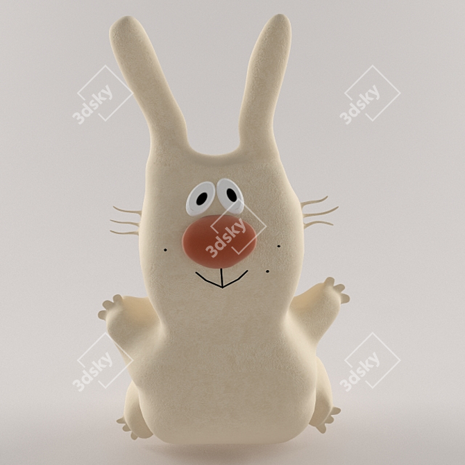 Fluffy Bunny Plush Toy 3D model image 1