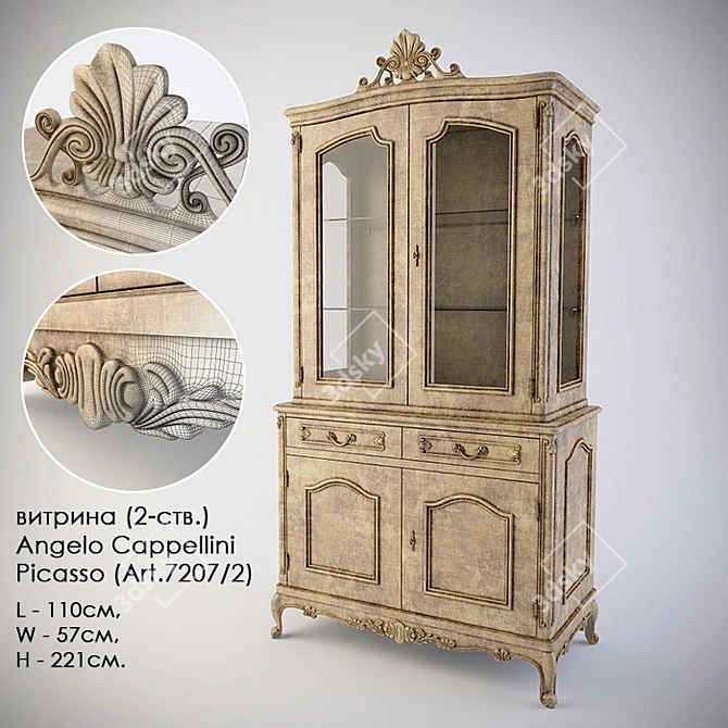 Angelo Cappellini Picasso Showcase (2-Leaf): Elegant and Spacious 3D model image 1