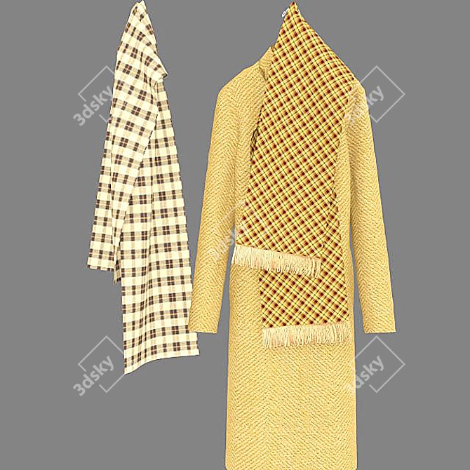 Stylish Coat & Scarf Hooks 3D model image 2