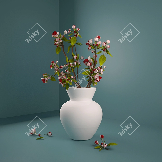 Delicate Apple Blossom Candle 3D model image 1