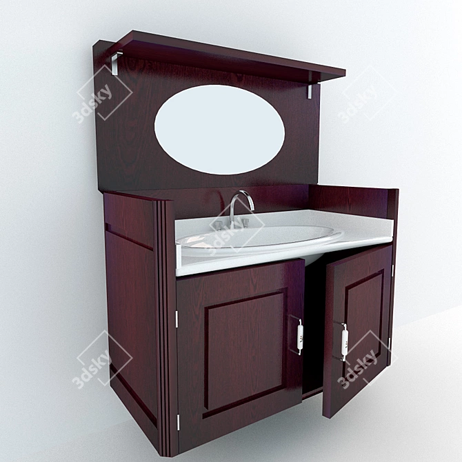 Sleek Ceramic Washbasin 3D model image 1